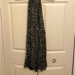 Silver beaded halter dress Sz Small